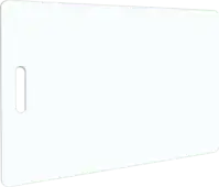 witte blanco plastic card op bankpas formaat met sleufgat aan de korte zijde
