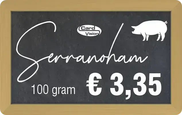 plastic Prijskaart Slager Serranoham