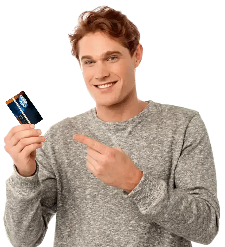 man met plastic card in hand