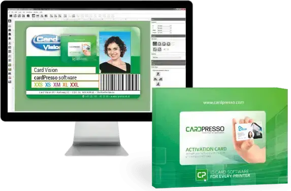 cardPresso software invoerscherm met XXS XS XM XL en XXL licentie