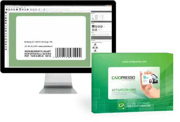 cardPresso software met variabele personalia en barcode