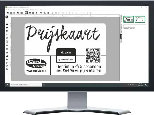 cardPresso invoerscherm plastic prijskaarten