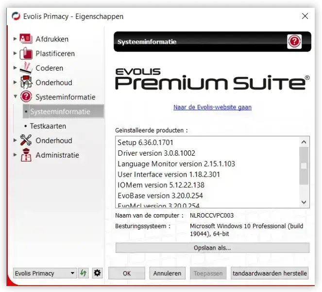 Premium Suite printerdriver voor Evolis kaartprinters