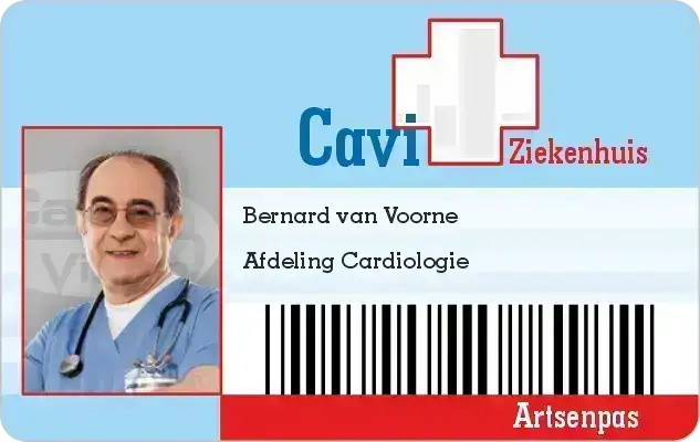 Ziekenhuis Legitimatie pas met naam, functie, barcode en pasfoto voorzijde
