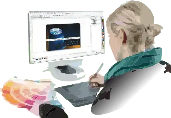 plastic kaart ontwerper met kleurenwaaier