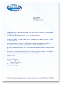 A4 bedrukte brief van Card Vision voorbedrukt inclusief personalisatie met adres