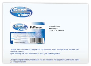 gevouwen A4 brief van Card Vision met opgeplakte plastic kaart