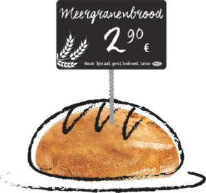 plastic prijskaart meergranen brood